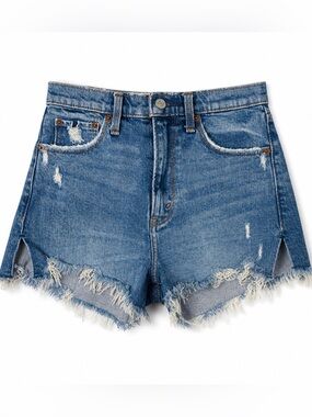 Abercrombie High Rise Mom Shorts Distressed Cutoff Denim Size 25